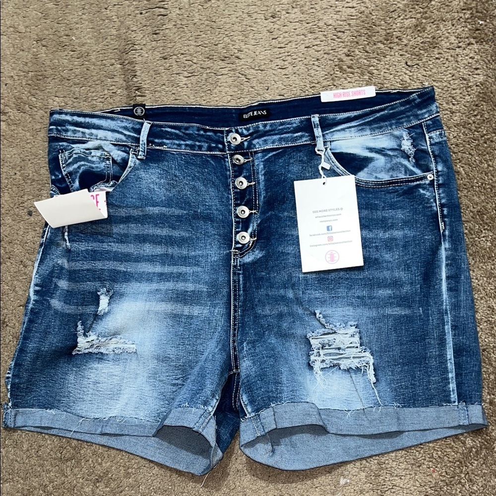 Dark Blue Distressed Women’s Jean Shorts